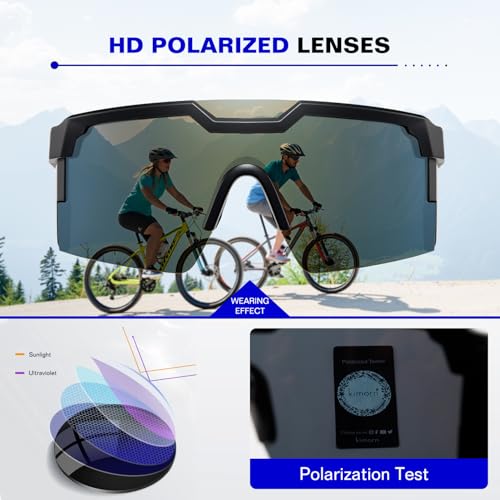 Image of kimorn Z87 Polarized Sport Sunglasses for Men | Wrap around Sport Frame, Polarized Lenses, Driving Fishing Cycling