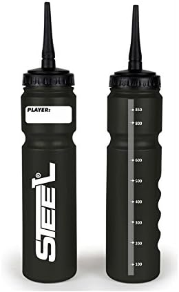 Hockey 'Silver Safe' 1.0 L Drinks Bottle Steel Long Straw