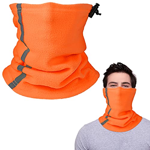 Neer Winter Schlauchschal mit Hoher Sichtbarkeit Multifunktionstuch Unisex Winddicht Sport Nackenwärmer mit Reflektierend Streifen und Elastisch Kordel für Herren Damen (Orange) Cover