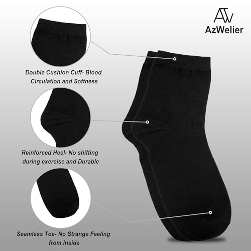 Image of Azwelier Unisex Colorful Quarter Ankle Athletic Socks Breathable Cotton Blend Crew Style 4 Pairs Pack