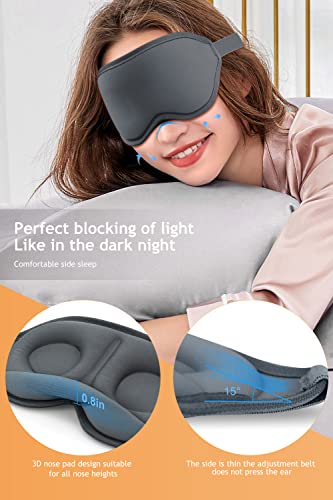Sleep Eye Mask For Women Men, Night Sleep Mask, 3D Light Blocking Blindfold, Contoured Sleep Mask With Adjustable Strap, Comfort Eye Cover For Travel Yoga Nap (Grey) #TOP1
