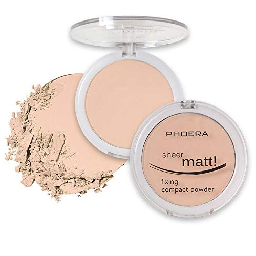 Aquapurity Phoera Sheer Matte Compact Powder Fixing Powder Makeup Base Fixer Setting Powder Foundation Fixing Compact Pressed Powder Long Lasting Make Up Fixer Skin Vitamin E Beauty Blender (202 Natural Beige) #TOP14