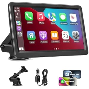 Carplay Screen for Car, 7" Wireless Car Play & Android Auto, HD Touchscreen