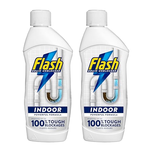 Flash Sink and Drain Unblocker, 2 x 500ml, Powerful Indoor Formula, Removes Tough Blockages
