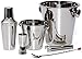Bar Set By Bezrat – Stainless Steel Barware Accessories - Cocktail Kit for Parties & Fun – 6 Piece Bartender Set with Cocktail Shaker, Double Jigger, Ice Tongs, Wine Chiller, Ice Bucket & Mixing Spoon