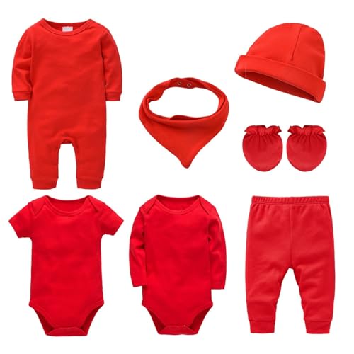 Newborn Clothes & Accessories Set 7 Pack Baby Boy Girl 𝐋ayette Set Unisex Cotton Outfits with Mittens Hats Gloves