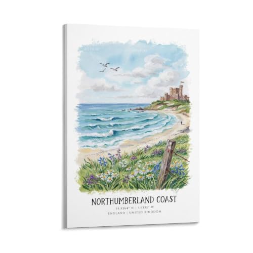 Northumberland Coast Poster evasion vintage de 30x45cm