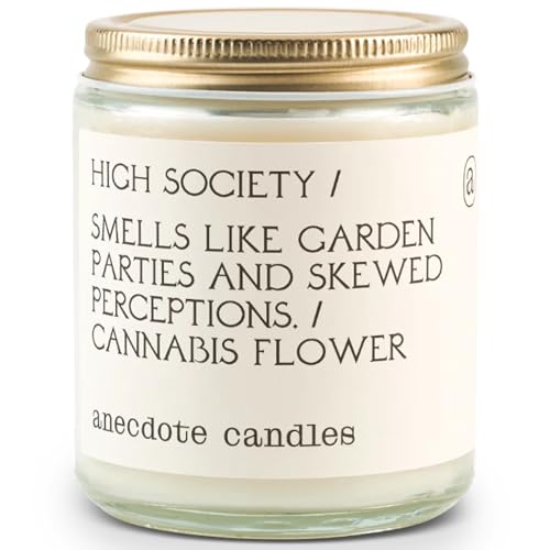 Anecdote Candles 'High Society' Coconut Soy Wax Candle | Premium Hand Poured & Long Burning | Cannabis Flower Scent | Phthalate-Free | for Home, Office, Gift - 7.8 Oz