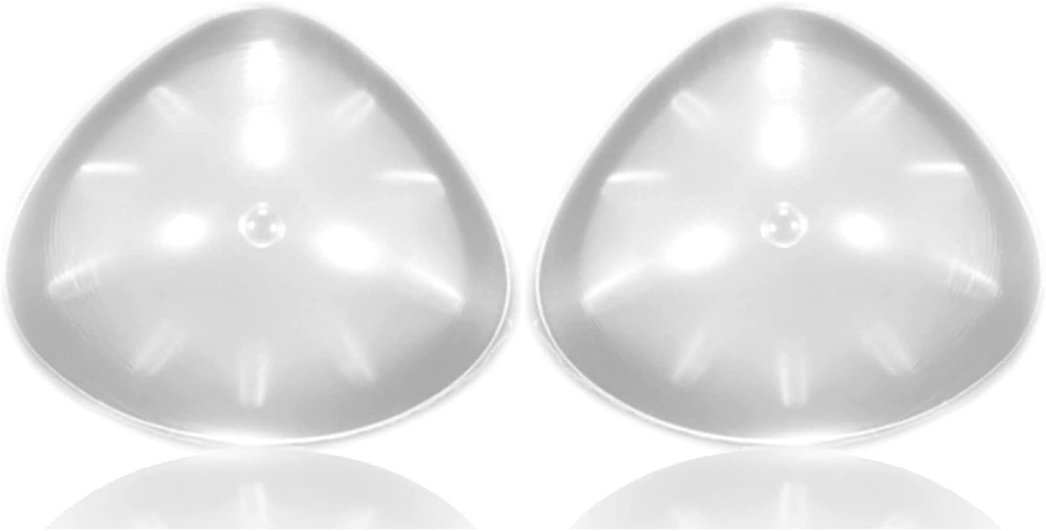 1 Pair Triangle Clear Silicone Breast Forms Fake Boobs Concave Surface Chest Self-Adhesive Prosthesis Bra Pads Inserts for Mastectomy Crossdresser(2000g/pair, Transparent)