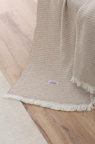 Todocama - Extra weiche Baumwolldecke mit GOFRE-Design, Mehrzweck-Tagesdecke für Sofa, Bett, dekorativer Bezug und Halstuch (Sandbeige, 120 x 180 cm), Beige Sand