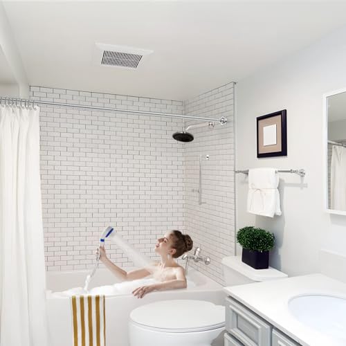 Shower Curtain Rod Silver Tension Rod 43 to 73 Inch Spring Curtain Rod Non Slip Tension Rods 1pcs For Windows No Drilling Adjustable Tension Rods of Curtain Window Closet Kitchen Wardrobe - Thumbnail 2