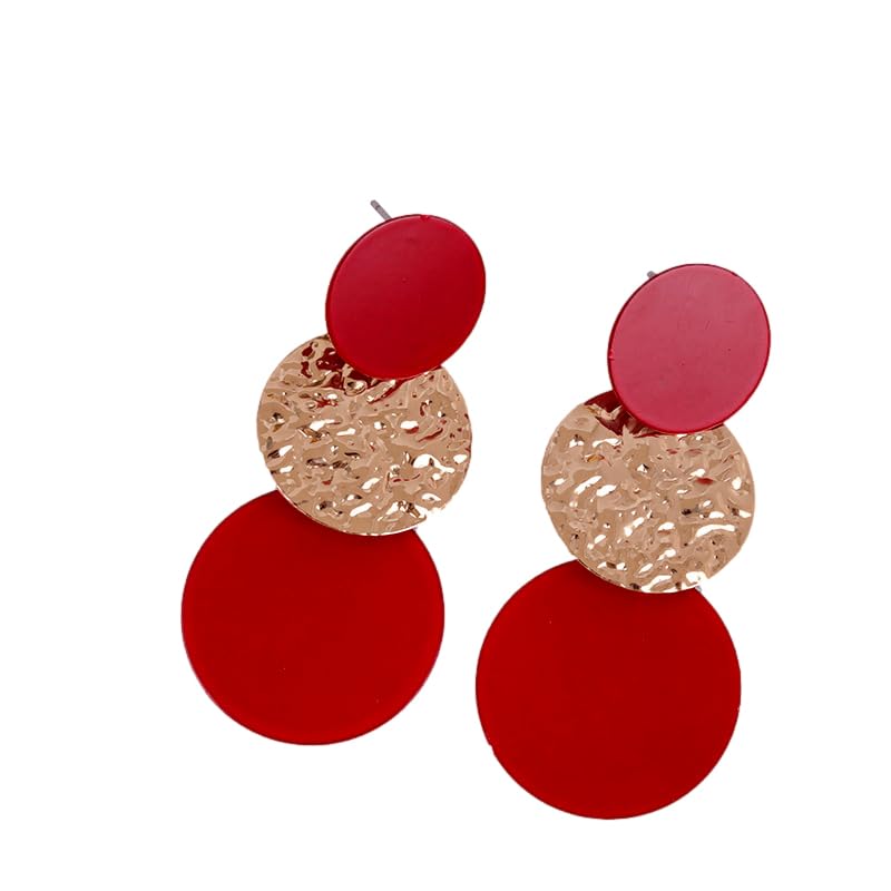 Multi Round Acrylic Metal Long Statement Dangle Earrings Boho Lightweight Geometric Statement Disk Geometric Drop Earrings for Women Summer Beach