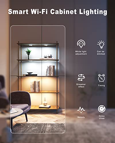 Image of MYPLUS Smart Under Cabinet Lights, Dimmable Puck Lights Compatible with Alexa and Google Home,WIFI Controlled Adjustable Color Temperatures and Smart CCT LED Light Fixture(2.75 inch-4PCS)