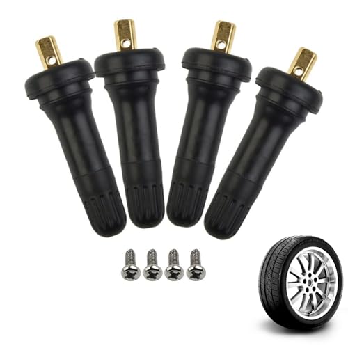Lot de 4 valves TPMS pour capteur de Pression des pneus, tiges de Valve Schrader en Caoutchouc et métal, valves Anti-Fuite pour système TPMS Voiture, Remplacement fiable et Durable