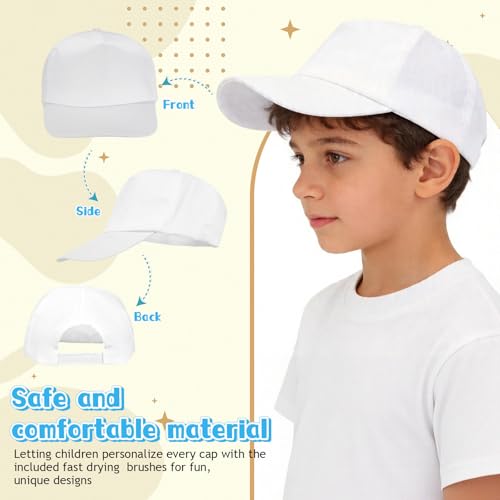 Casquettes de baseball blanches avec feutres pour activités créatives durables - 4