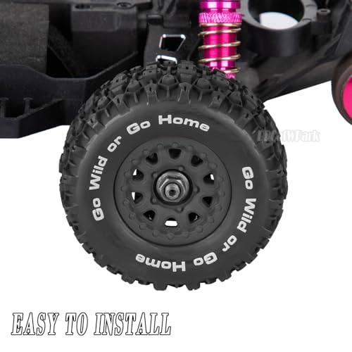 4PCS RC Wheel Tire for 1/14 Mojave Grom,BRCatWPark Hex Wheels Rims and Rubber Tire Soft Tires,RC Drift Off Road Buggy Rally Truck Wheels and Tires for 1/14 Mini Mojave Grom,Black