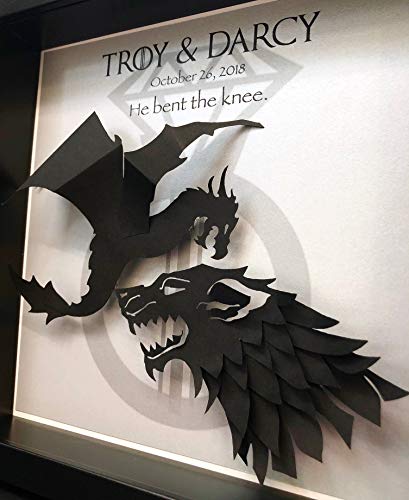 Game Of Thrones Wedding Gift, Game Of Thrones Frame, Game Of Thrones Wall Art, He Bent The Knee, House Stark Targaryen, Dragon & Direwolf #TOP2