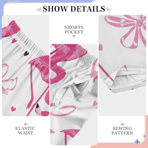 Flamingo Bow Boys Pants Boys Athletic Pants Long Pant for Boy with Pockets Wide-Leg Size 6-14Y4