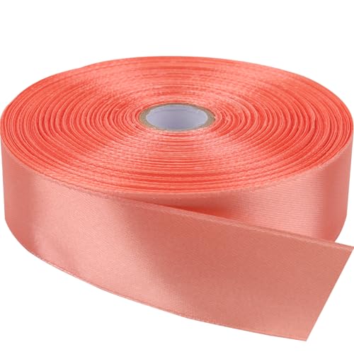 NISDOCF Single-Faced Sash Rose Gold Ribbon - 1 Inch x 50 Yards Bulk Roll - Decorative Gift Wrapping, Crafting, Hair Bows, Wedding Party Decorations