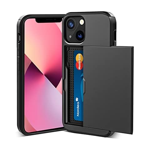 ACOCOBUY Compatible with iPhone 13 Case Shockproof Wallet Case for iPhone 13 Case with Card Holder Protective Dual Layer Armor Phone Case Rubber Bumper Cover for iPhone 14 Card Holder Slot Case Black Cover