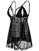Donnalla Plus Size Babydoll Lingerie Set for Women Sexy Mesh Lace Nightwear Adjustable Straps V Neck Chemise with Panty