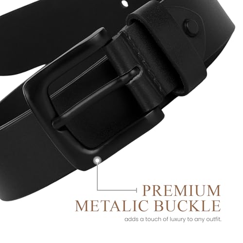 Image of Genuine Leather Belt for Men Formal & Casual Wear - Belts for Men Leather Original, Durable Buckle - Belt for Man - Gift for Husband, Father, Friend
