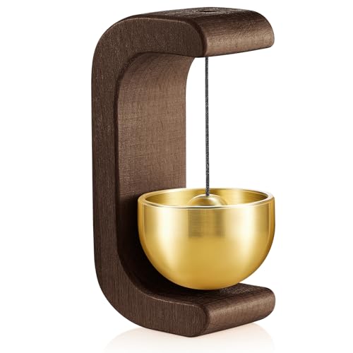 Zonon 1 Pcs Magnetic Wooden Wind Chime Doorbell Decoration Shopkeepers Bell for Door Opening C Shape for Housewarming Gift Refrigerator Room Garden Restaurant (Black Walnut)