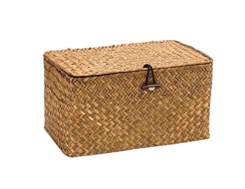 WOOD MEETS COLOR Natural Seagrass Storage Square Basket With Lids (Original)