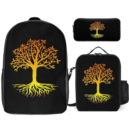 Life Tree Classic Backpack Lunch Bag Pencil Case 3 Piece Set Travel Daypack