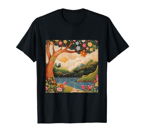 Folk Art Tree Of Life Landscape T-Shirt