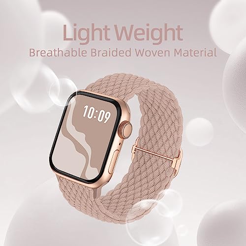 Image of 4 Pack Braided Stretchy Bands Compatible with Apple Watch 40mm 41mm 38mm 42mm 44mm 45mm 46mm 49mm Women Men, Breathable Nylon Elastic Daily Use Straps for iWatch Series 11 /10 9 8 7 6 5 4 3 SE /Ultra 2