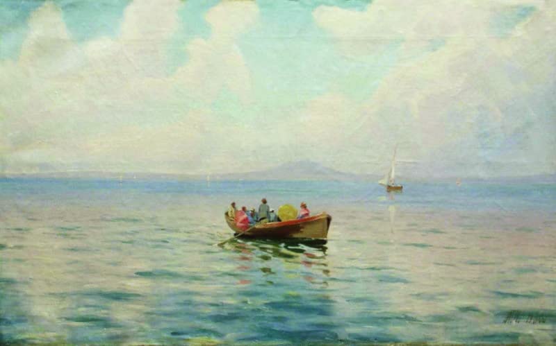 Affiches sur toile de maître Lev Feliksovich Lagorio mer et bateau 50x70 cm