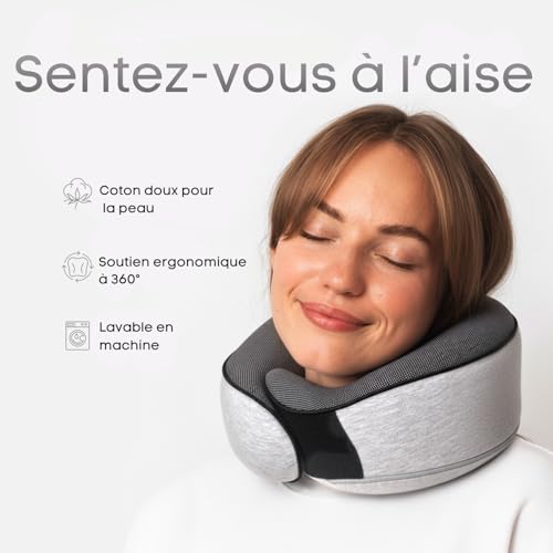 Coussin De Voyage Avion : Proglobe Coussin de Voyage Cervical, Mousse à Mémoire, Gris (Top 1) – Image 2