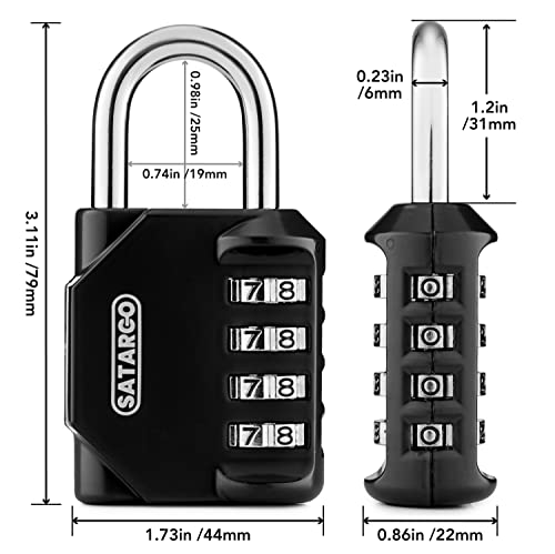 Image of 4 Digit Combination Lock for Locker Room Lock - Cut Resistant Gym Locker Lock with Code - Indoor Outdoor Padlock Small Combo Lock (Black)