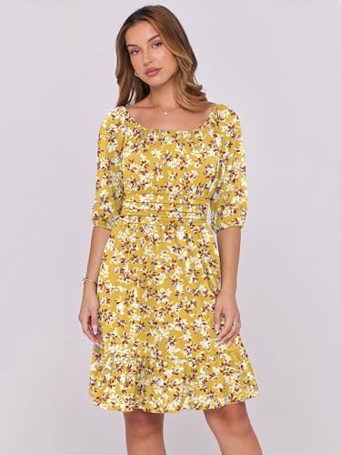 Image of ANRABESS Womens Lantern Short Sleeve Square Neck Casual Flowy Mini Dresses 2026 Holiday Summer Spring Beach Vacation Clothes