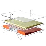 Clear Acrylic 3-Tier Office Desktop Document Tray & File Folder Organizer Rack