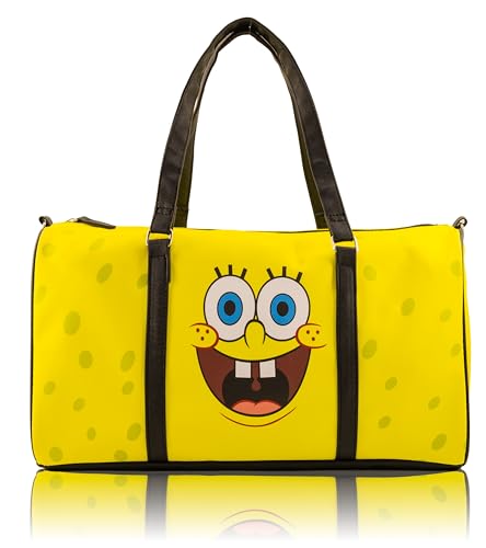SpongeBob SquarePants Mini Duffle Bag for Kids | Small SpongeBob Travel Bag for Boys Girls Toddlers | Cute Character Overnight Bag for Sleepovers School Sports | Ages 3+