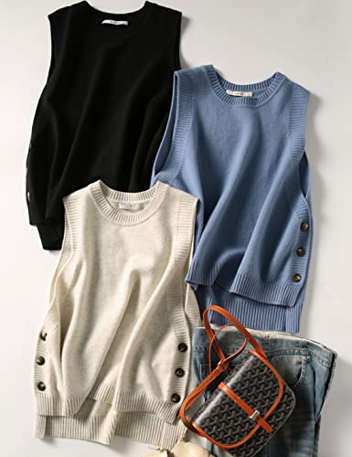 Mingzhu Womens Sleeveless Round Neck Pullover High Low Ribbed Knit Sweater Vest4