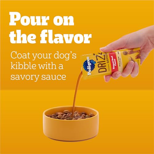 Image of Pedigree Drizzlers Savory Sauce Wet Dog Pouch, Multipack, 8 Count, 6-Pack | Chicken & Beef flavors, 4 calories per serving, 8 ingredients, dual-serving split pouch, maintains kibble crunch