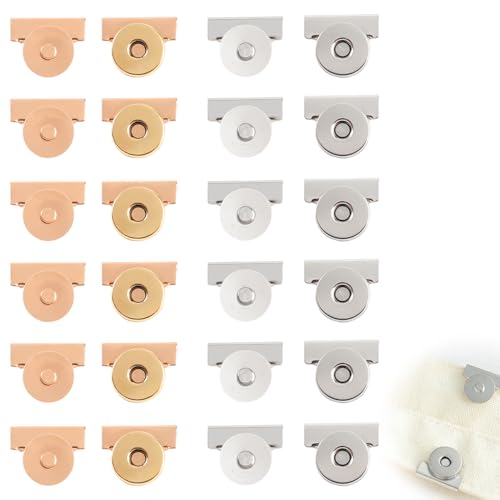 12 Pair Snap Buttons Metal Seamless Magnetic Buckle Clasp, No-Sewing Clip Closures, Magnetic Purse Closure, Suitable for Bags, Clothing, Crafts, DIY Accessories