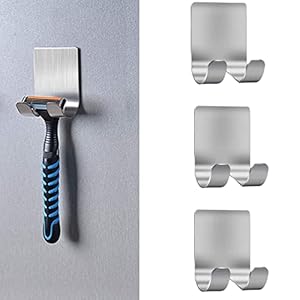 PANYI 4-teiliges Set Selbstklebender Rasiererhalter Badezimmer-Edelstahlhaken Multifunktionaler Wasserdichter Selbstklebender Edelstahlhaken Rasiererhaken Handtuchhaken Küche Badezimmerzubehör Haken