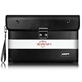 Vailoin Upgraded Lockable Fire Proof Money Bag for Cash,Locking Fireproof Envelope with Water Resistant Zipper,Fire water Proof Small Pouch with Lock,for Documents,Passport (11'x7.7',Black)