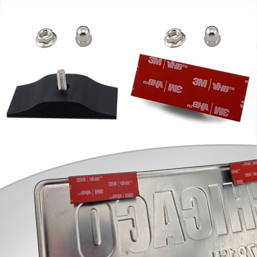 No Drill License Plate Mount - Heavy Duty Adhesive - Universal Fit for Most