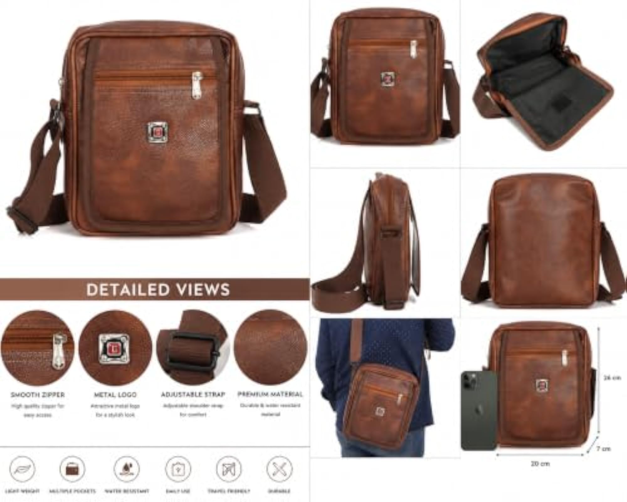 Premium Rexine Sling Bag for Men & Women