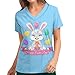 Yowablo Jour de Pâques pour Femmes Casual Print Top Chemises Col en V Infirmière Uniforme Chemise à Manches Courtes Lettre Lapin Chemise Caraco Grande Taille
