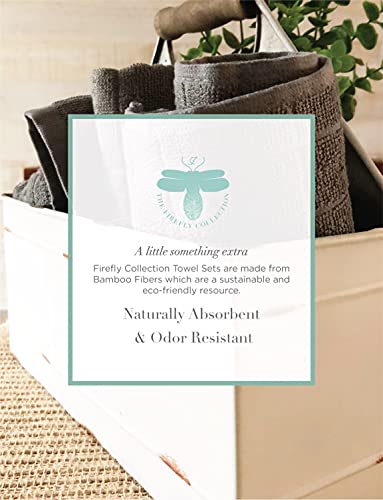 The Firefly Collection Bamboo Kitchen Towel Set, 4Pk - Lightweight, Ultra Absorbent Kitchen Towels Perfect For Your Wiping, Cleaning & Drying Needs With Soft, Sustainable Bamboo Fibers - Granite Grey #TOP1