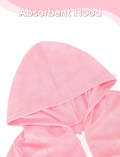 Swim Cover Up Girls Multicolor Short Sleeve Ruffle Bathing Suit Hooded Zip-Up Terry Swimsuit for Toddler Kids3