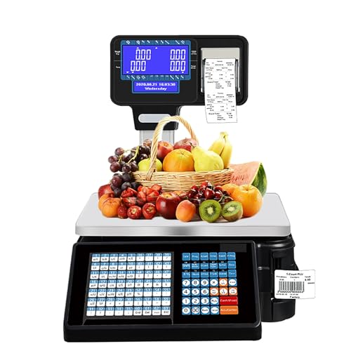 Báscula comercial digital con impresora y control remoto miniatura 1