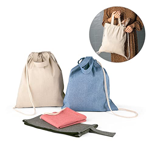 lepni.me Plain Tote Bag for Women | Canvas Drawstring Bag for Kids | Man Bags For Men | For School, Shopping or Gym| Premium Organic Cotton (Drawstrig/Tote Bag Blue Blank) - Image 3