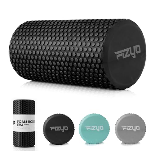 Fizyo Wałek do Masażu – Roller Piankowy EVA do Jogi, Pilatesu, Fitness i Rehabilitacji, Regeneracja Mięśni, Masaż Pleców i Powięzi, Czarny, 30x15 cm